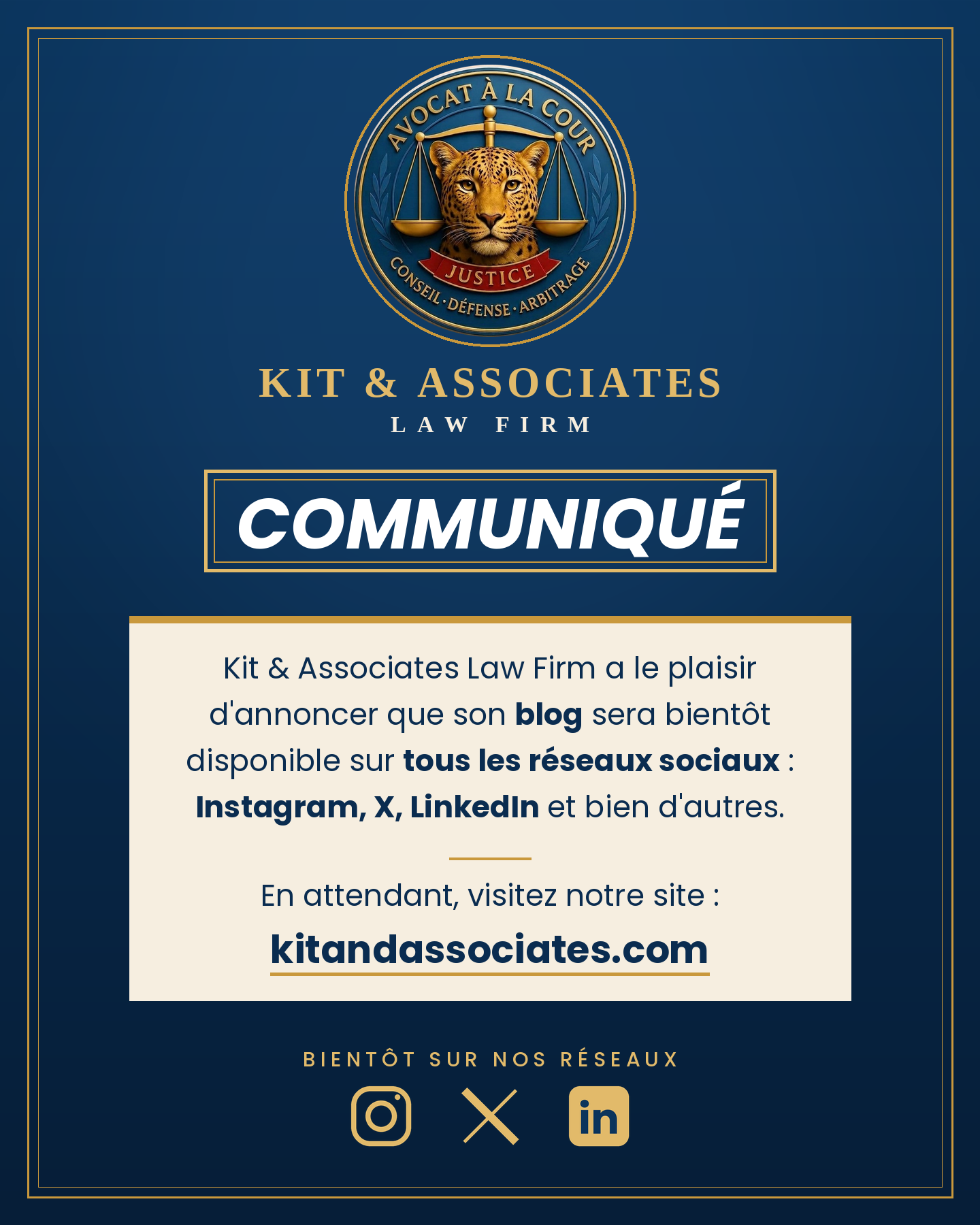 Kit & Associates Law Firm arrive bientôt sur les réseaux sociaux